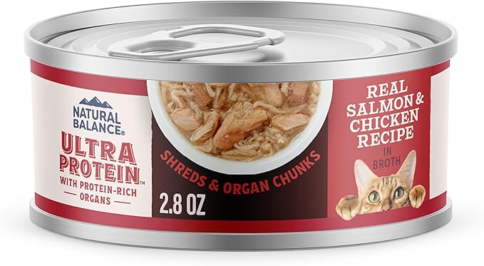Natural Balance Ultra Protein Wet Cat Food, Salmon & Chicken Recipe in Broth, 2.8 oz (Case of 12)