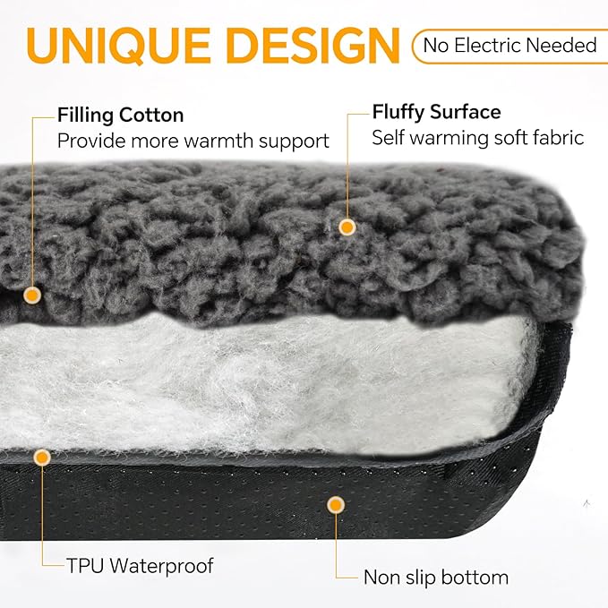 Self Warming Cat Bed Self Heating Cat & Dog Pad - Waterproof Heated Thermal Mat, Non-Slip, Washable for Senior Pets, Kittens, Dogs, Indoor/Outdoor Use, Non-Electric (dark grey, 28.8" X 18.9")