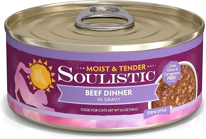 Soulistic Moist and Tender, Beef Dinner in Gravy, 5.5oz Can, Pack of 8
