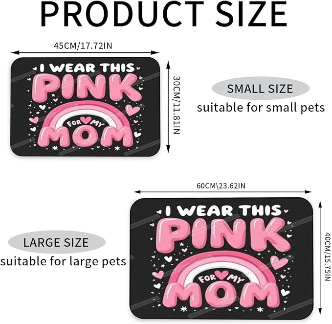 Pet Feeding Mat Happy Mother's Day Pink Gift Mom U Absorbent Pet Placemat for Food Water Bowl with Waterproof Rubber Backing 24x16In Quick Dry Water Dispenser Mat for Dog Cat