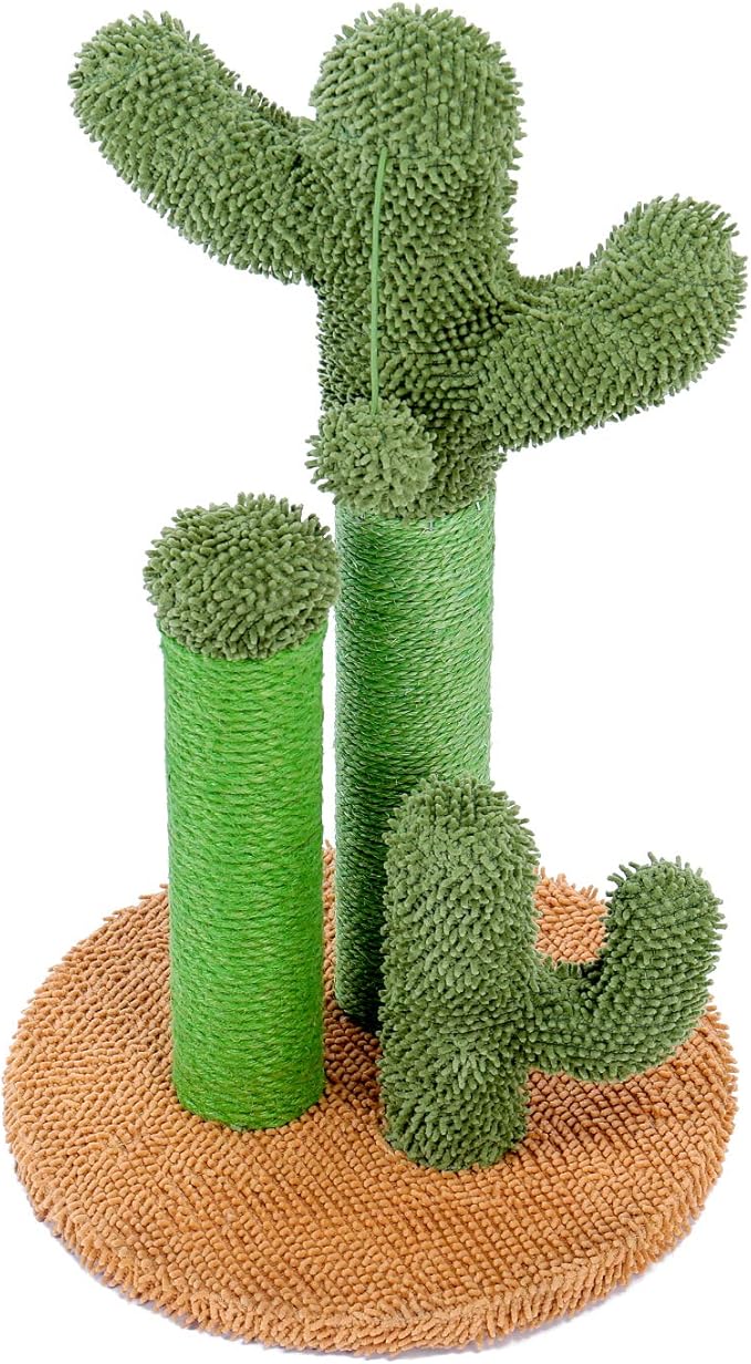Cat Scratching Post Cactus Cat Scratching Board with 3 Scratching Poles and Interactive Hanging Ball for Medium-to-Large Cats
