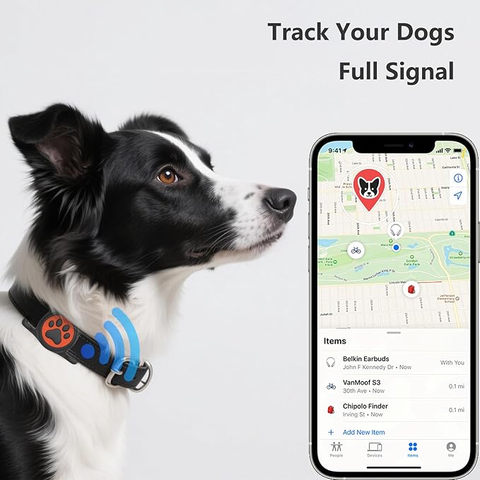 2-Pack Airtag Holder for Dog Collar, Waterproof Silicone Protective Case Cover, Anti-Lost Tracker Universal Fit for All Width Pet Collars (Black&Orange)