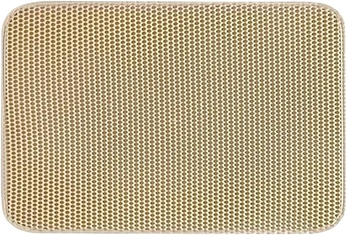 1Pc Large Size Cat Litter Honeycomb Double Layer Design,Urine Waterproof,Easy Cleaning,Scatter Control,Stay Clean(Khaki,L-60X90cm)