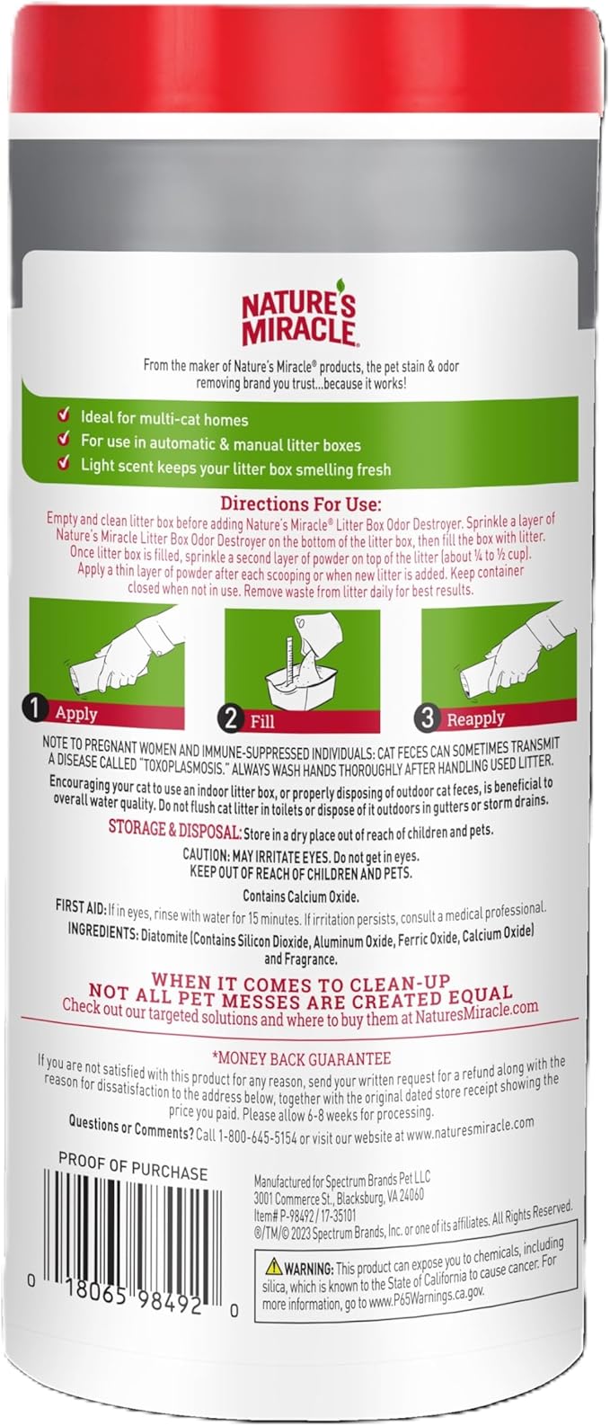 Nature's Miracle Litter Box Deodorizer, 20 Ounces, Litter Deodorizing Powder, Cat Odor Control Formula