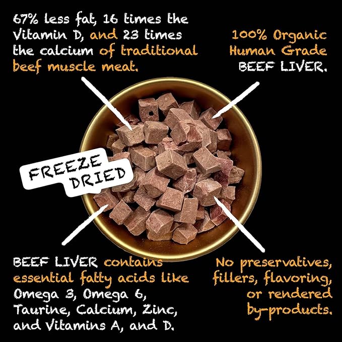 SIMBA'S WAY - Freeze Dried RAW Beef Liver Dog and Cat Treats, Organic Human Grade, Single Ingredient, All Natural, Grain-Free, Made in USA. [ 4.5 .oz ] [ 1 Pack ]