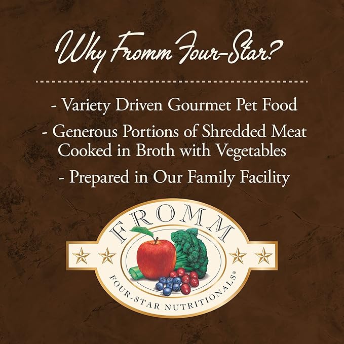 Fromm Four-Star Nutritionals Shredded Chicken in Gravy Entrée Dog Food - Premium Wet Dog Food - Chicken Recipe - Case of (12) 12 oz Cans