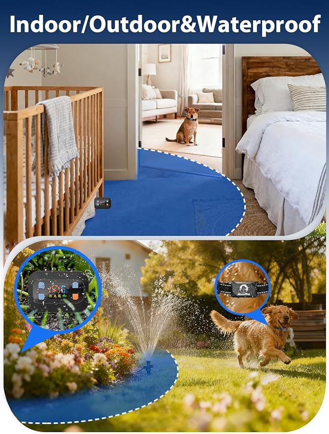 MIMOFPET Wireless Pet Barrier - Indoor Outdoor Waterproof Barrier with Adjustable Range up to 8.2 ft,Adjustable Safe Static Intensity, Rechargeable Boundary System for Dogs (Wireless Barrier System)