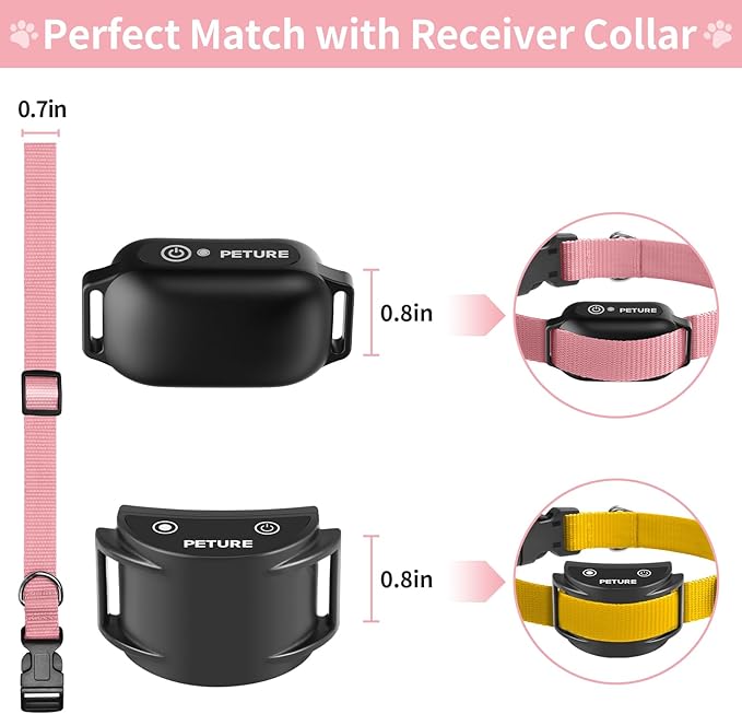 Shock Collar Replacement Strap, Stylish & Comfortable Nylon Dog Collar with Quick Release Buckle, Adjustable Dog Collar Compatible with PetSafe Bousnic Sportdog Garmin Ecollar (Pink & Yellow)