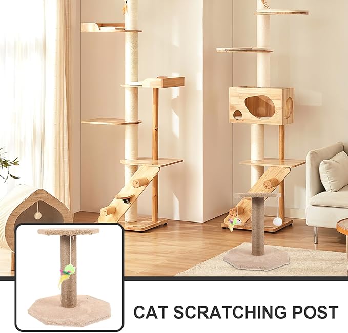 Cabilock Cat Scratching Post Vertical Sisal Scratcher with Hanging Small Size Decorative Kitten Scratcher for Indoor Cats Daily Use Pet Activity