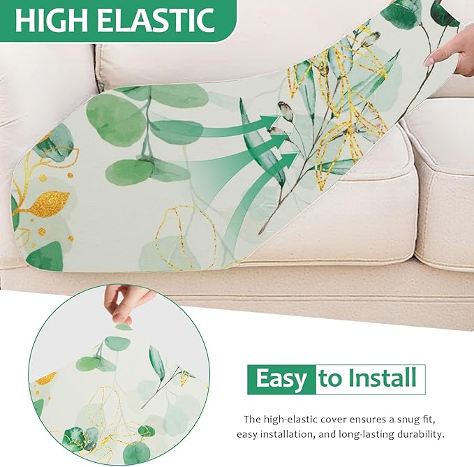 HANDONTIME Leaves Outdoor Cushion Covers 8pcs Boho Green Couch Cushion Covers Replacement Patio Couch Cover Sofa Cover Indoor Patio Cushion for Outdoor Furniture Washable, Cover Only