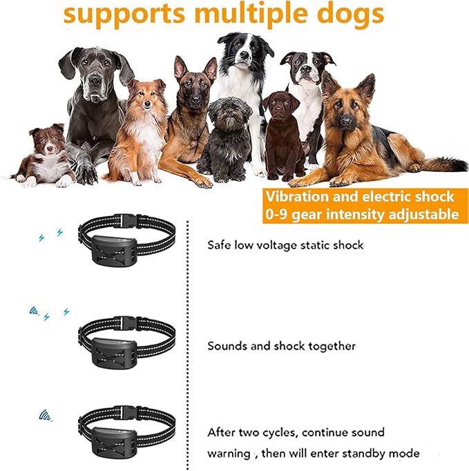 Wireless Dog Fence, Outdoor Pet Electric Boundary Containment System, Shock Collar for Large Dogs, Adjustable Vibration & Shock, Waterproof Rechargeable Training Collar, for 1 2 3 Dogs,for2d