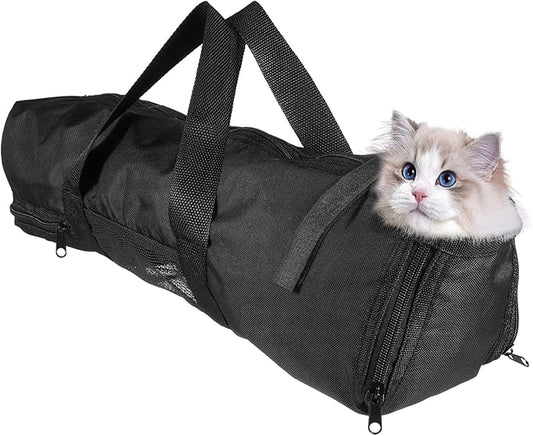 BESPORTBLE Cat Bathing Bag Nail Clippers Oxford Pet Grooming Bag Mesh Design Travel Holder