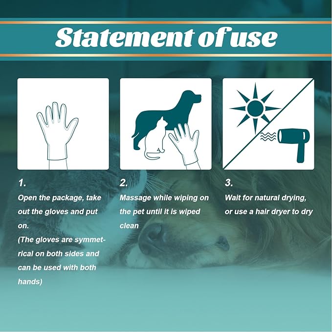 10PCS Pet Grooming Glove Wipes, Soft Comfortable Extra Thick Non Woven Disposable Gloves for Dogs Cats Paws Face Ear Fur and Butt