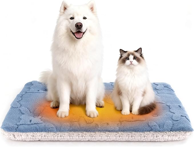 Self Warming Cat Bed, 36 X 23 Inch Reversible Two-Sided Use Self Heating Mat for Cats and Dogs, Washable Cat Warming Pad for Indoor Use, Cozy Flannel Base. (L - 36 X 23 Inch)