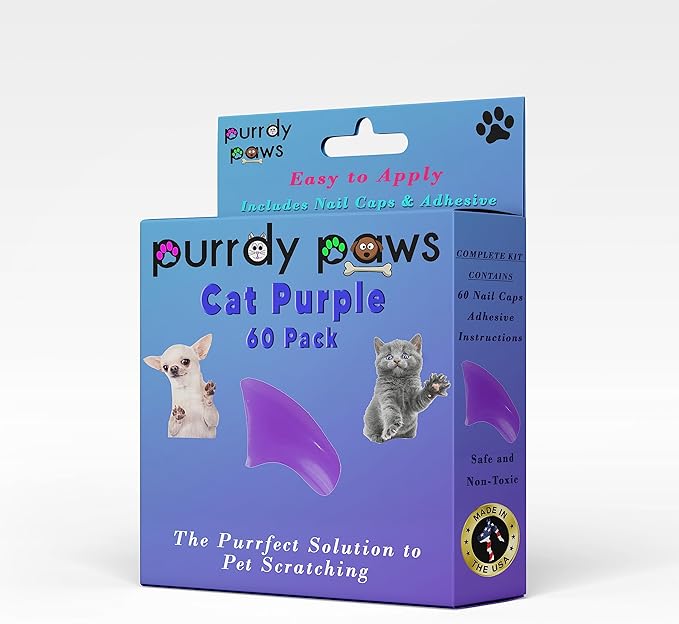 Soft Nail Caps 60 Packs for Cats - Purple Kitten