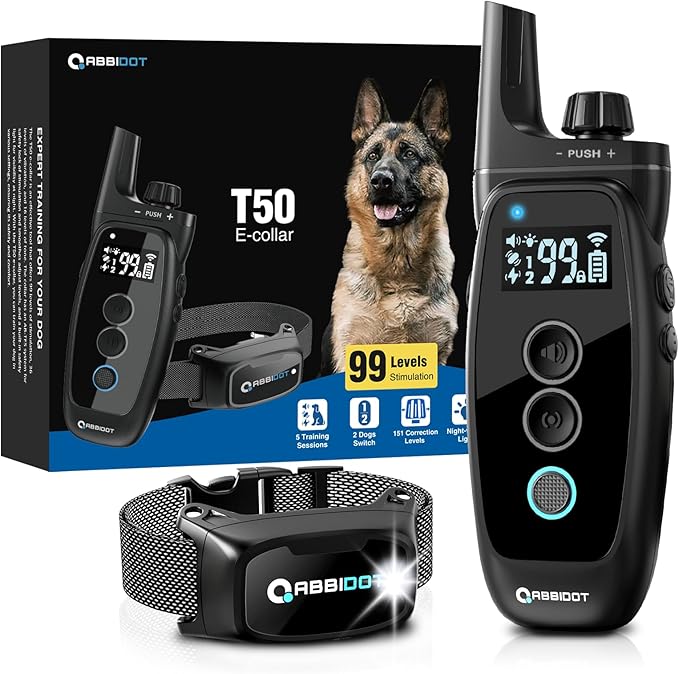 ABBIDOT Dog Shock Collar - 3500FT Dog Training Collar with Remote，IPX7 Waterproof & 4 Training Modes, Safety Lock & Night Vision Light，Rechargeable E-Collar for All Breeds