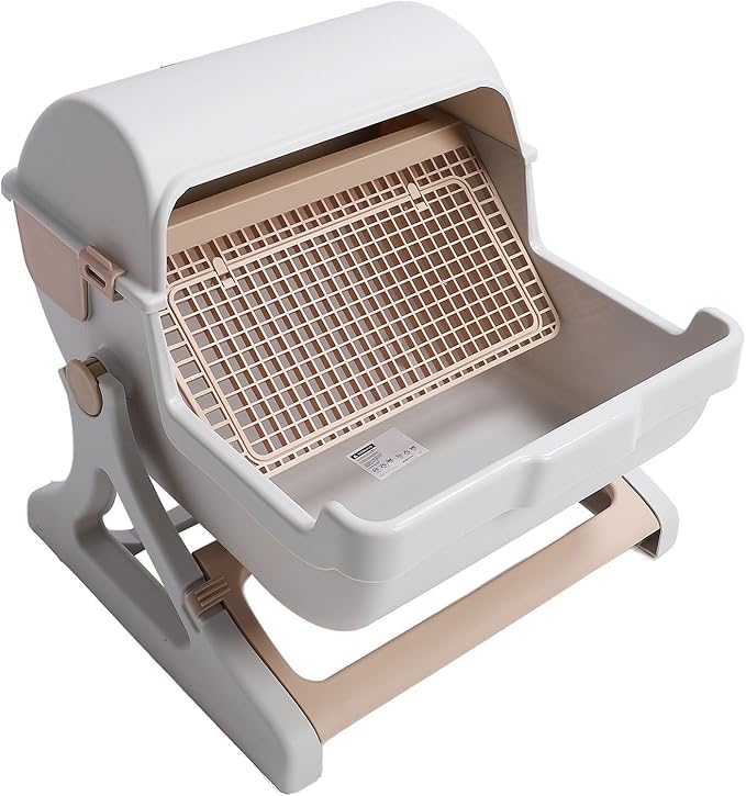 Focket Semi-Automatic Cat Box, Large Capacity Plastic Box with Odor Control for Multiple Cats
