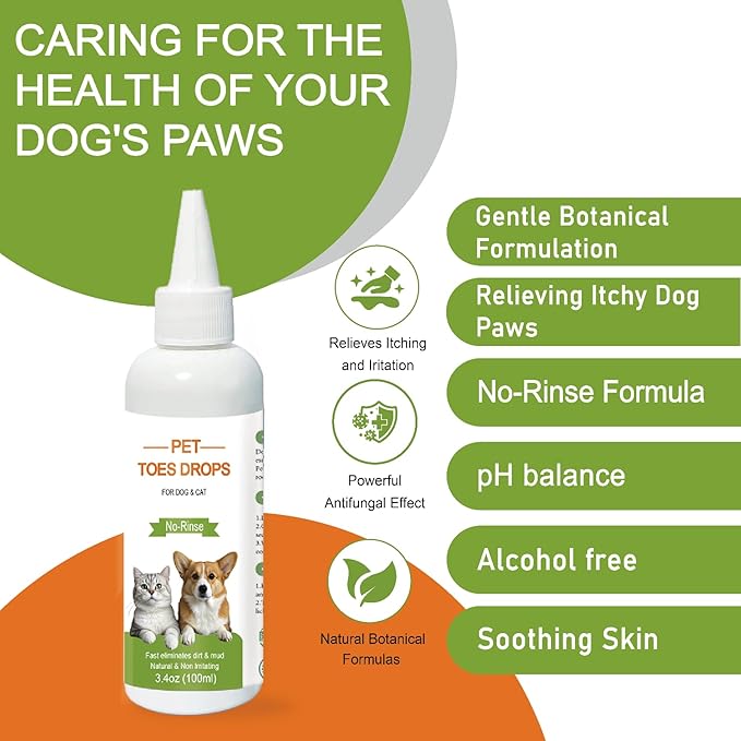 Dog Paw Cleaner – No-Rinse Dog Foot Washer, Deep Cleans Paws & Toes, Natural Plant Ingredients，Safe for Puppies to Large Dogs, Travel-Friendly Puppy Essential-3.4 OZ