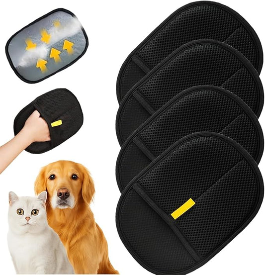 Pet Hair Remover Gloves – Double-Sided Reusable Electrostatic Cleaning Mitts for Cats, Dogs, Furniture, Clothing, Carpet, Car Seats – Efficient Fur Removal for Home (4 Pcs)