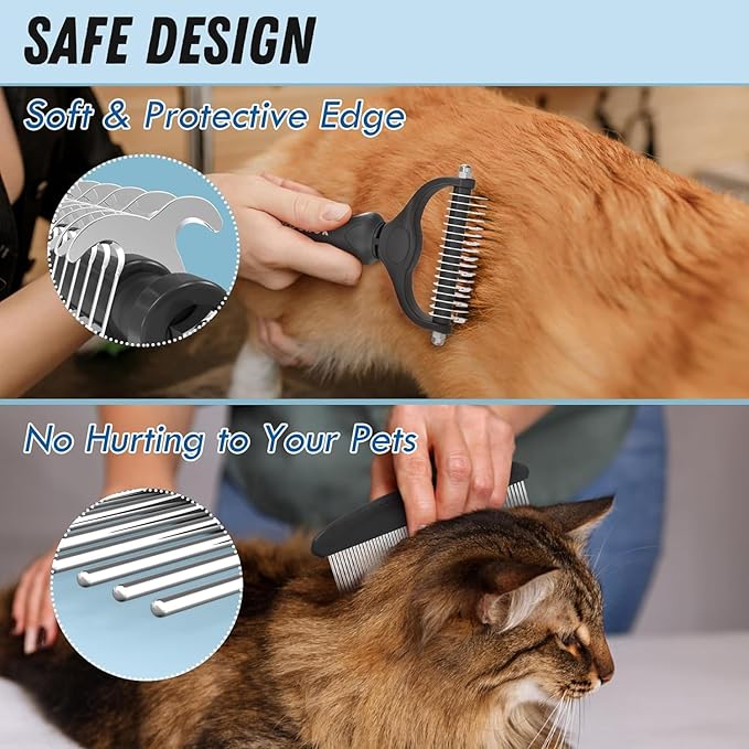 Pet Grooming Brush and Metal Comb,Cat Undercoat Rake for Dogs Grooming Supplies Dematting Deshedding for Shedding,Deshedder Brush Dogs Shedding Tool for Long Matted Haired Pets