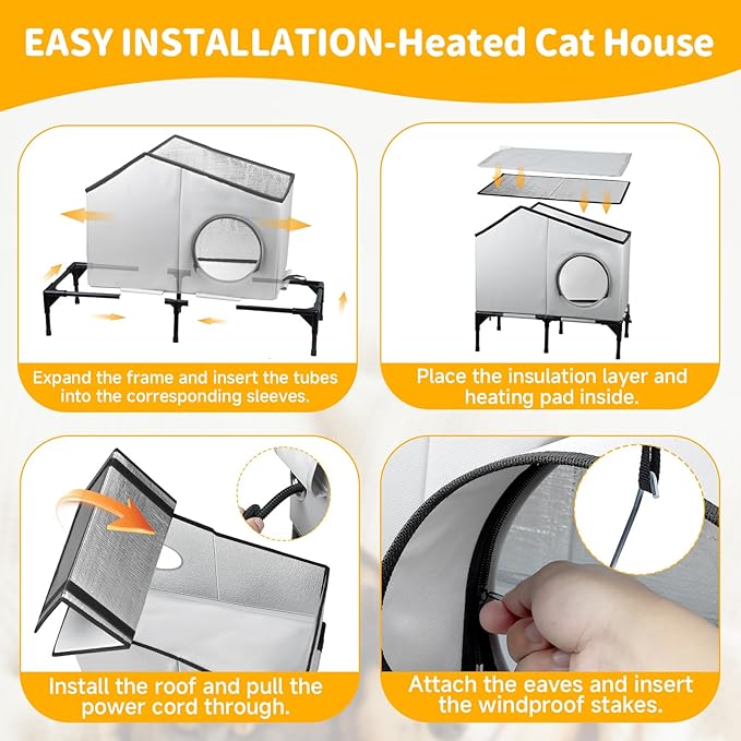 Heated Outdoor Cat House with Heater, Waterproof and Insulated Cat Shelter for Winter, Durable and Warm Cat Houses for Outdoor Cats, Ideal for Feral, Stray, and Barn Cats