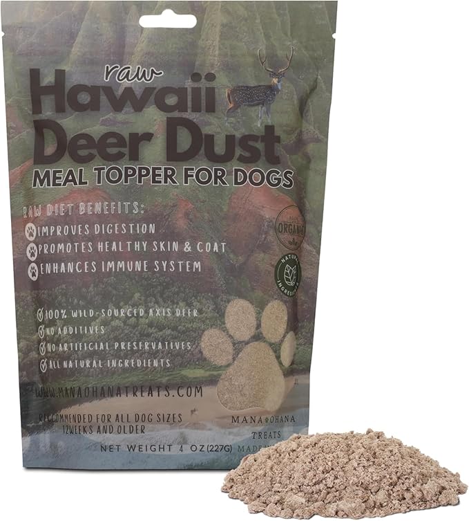 Deer Dust Meal Topper for Dogs – 100% Venison, All-Natural, Grain-Free, High Protein, No Additives, Supports Digestion, Immunity & Joints – 4oz – Made in USA
