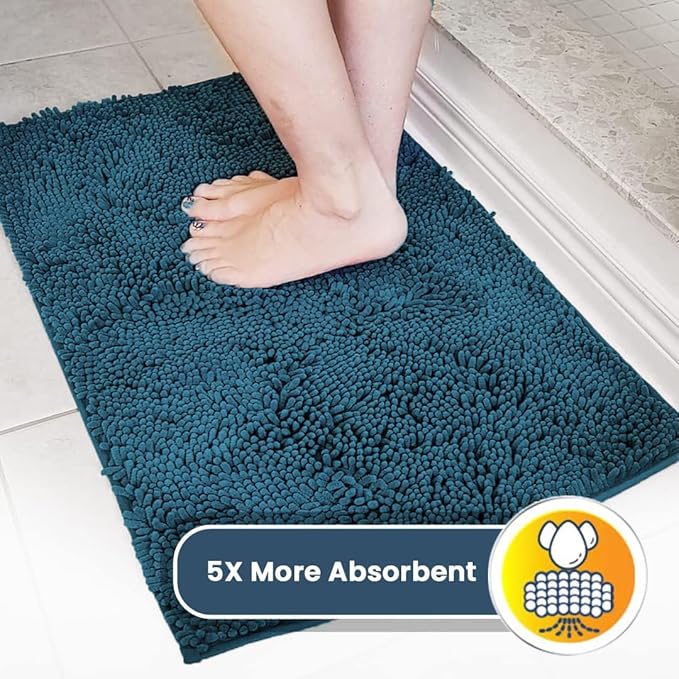 Muddy Mat® | Super Absorbent Door Mat Indoor, Microfiber Quick Dry Chenille Entryway Rug, Non-Slip Front Door Mat, Indoor Mats for Entryway, Machine Washable Pet Rug, Atlantic Blue 24"x96"