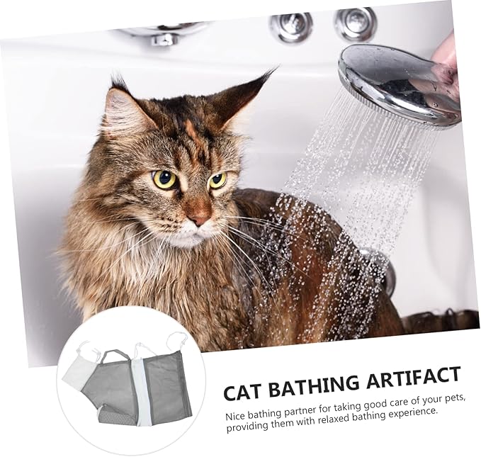 ERINGOGO Adjustable Cat Bathing Bag Breathable Cat Grooming Pouch for Washing Nail Clipping Cleaning for Kittens Pets Prevents Scratches Ensures Comfort