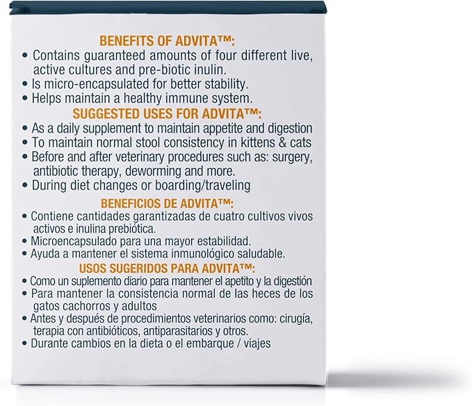 VetOne Advita Powder Probiotic Nutritional Supplement for Cats - 30 (1 gram) packets