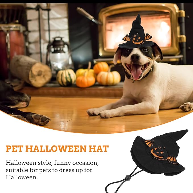 Halloween Pet Hat Black Ghost Bat Design Pet Decor Accessory Small Size for Holiday Costume and Party Supplies