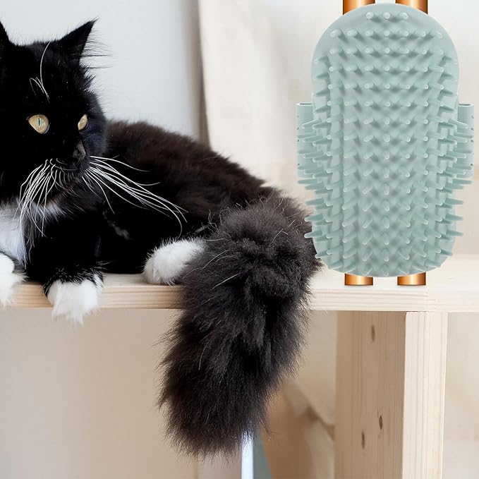 BESPORTBLE Cat Self Grooming Massaging Comb with Wood Actinidia Stem Corner Scratcher Rubber Brush for Kitten and Adult Cats for Wall Use Random Color