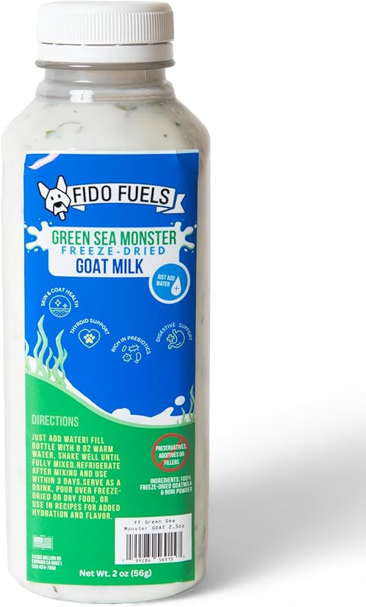 Green Sea Monster Freeze Dried Goat Milk - 12 oz Bottle with 2 oz Product