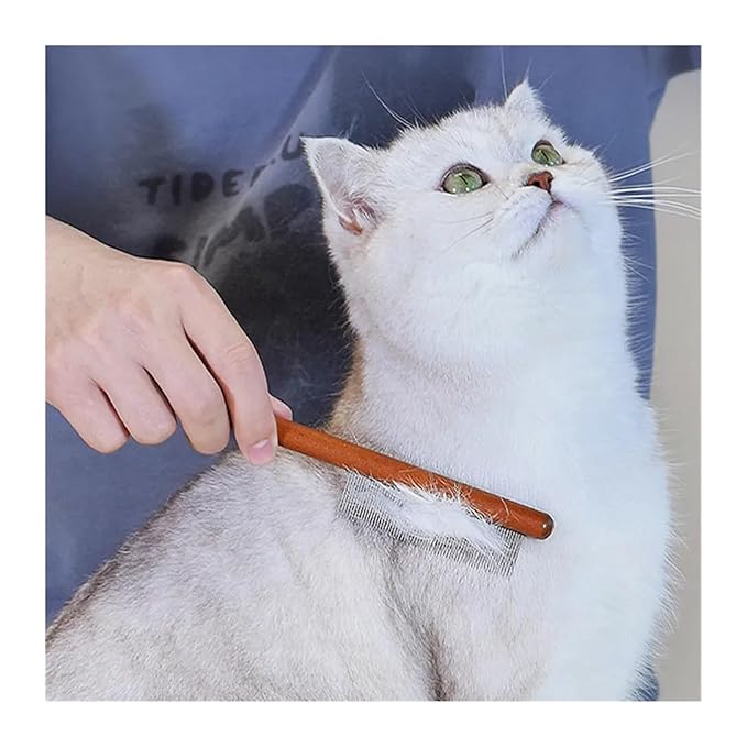 Cat Comb Stainless Steel Pet Hair Remover Wooden Handle Cat Hair Comb Pet Grooming Massage Dog Brush Pets Supplies(Green A)