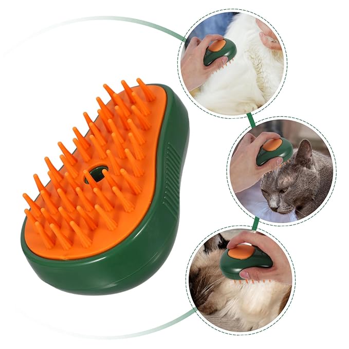 UPKOCH Cat Steam Brush with Ergonomic Design for Easy Grooming Safe and Reusable Pet Shower Brush for Cats Dogs and Animals Avocado Spray Comb