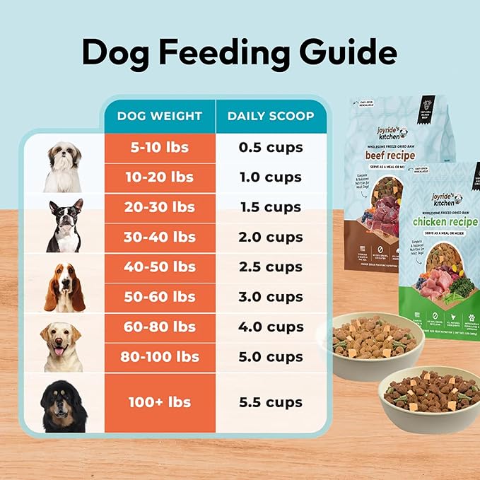Joyride's Kitchen Freeze-Dried Raw Chicken Dog Food – Grain-Free, All-Natural, High Protein Freeze Dried Meal or Topper, Made in USA – Vet-Formulated, Picky Eater Approved 14 Oz