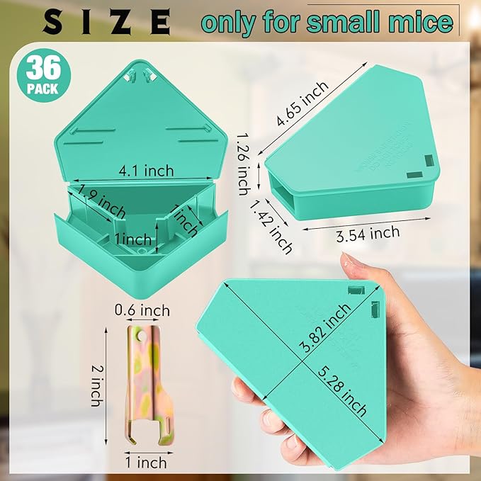 Qualirey Mice Station with Key Triangle Mouse Station Reusable Rodent Trap Box, Keeps Children and Pets Safe Indoor & Outdoor Suitable for Small Mice(Blue,36 Pcs)