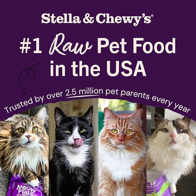 Stella & Chewy's Freeze-Dried Raw Cat Dinner Morsels - Premium Duck & Goose Recipe with 98% Cage-Free Poultry-& Organs - Natural Grain-Free Cat-& Kitten Food - Made in USA - 18 oz,(Pack of 2)