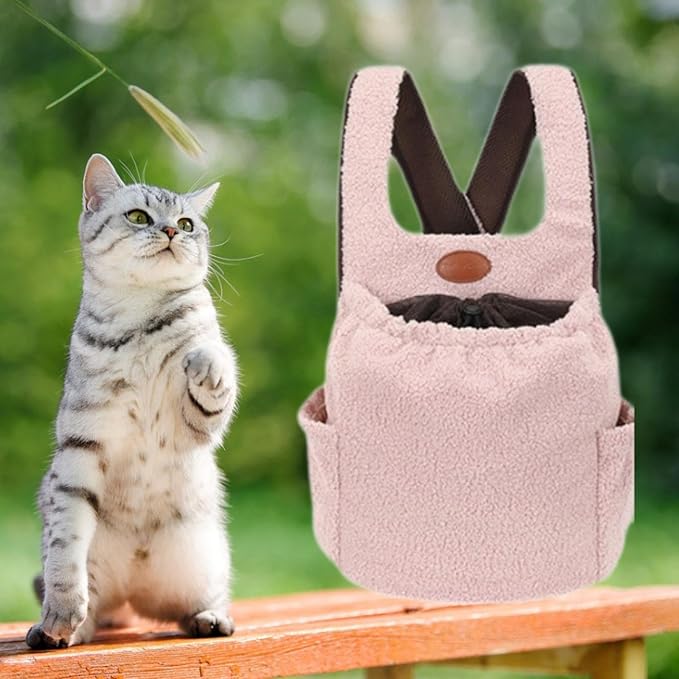 Pet Carrier Backpack Small Unique Portable Pet Supply, Dog Front Pack Kitten for Camping Outdoor, Pink