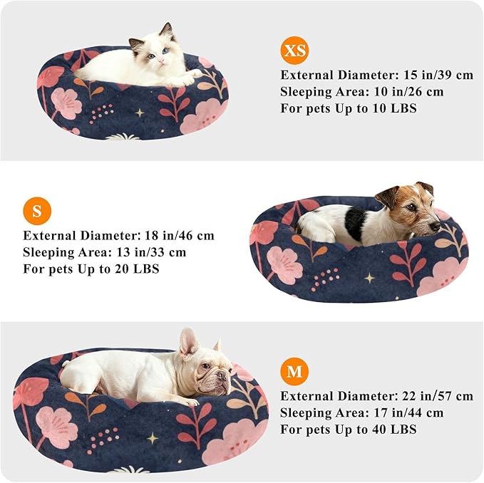 Pet Cat Bed Anti-Slip fluffier Dog & Cat Cushion for Extra Small Size Pets Supplies Puppy Night Floral