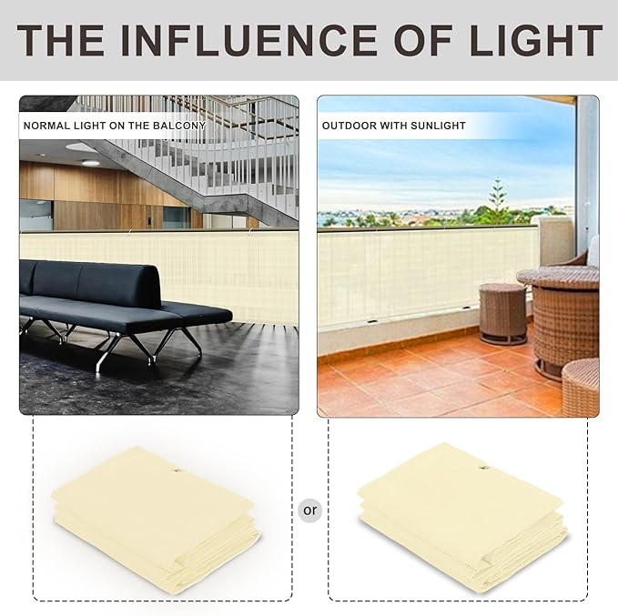 LOVE STORY Custom Size 3'x24' Butter Cream Balcony Privacy Screen,UV Block Privacy Fence Screen,90% Shield for Outdoor Pool Garden Apartment Railing
