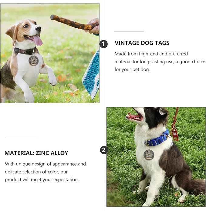 Luxshiny 3pcs Vintage Bronze Pet Id Tags Dog Supply Pomeranian Collar Accessories Retro Dog Name Tags for Small