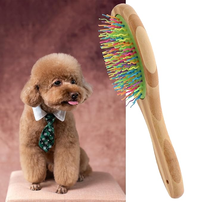Wood Dog And Cats Comb With Colorful Massage Pin For Easy Detangling And Grooming For Home And Pet Hair Salon Use Cats Grooming Comb