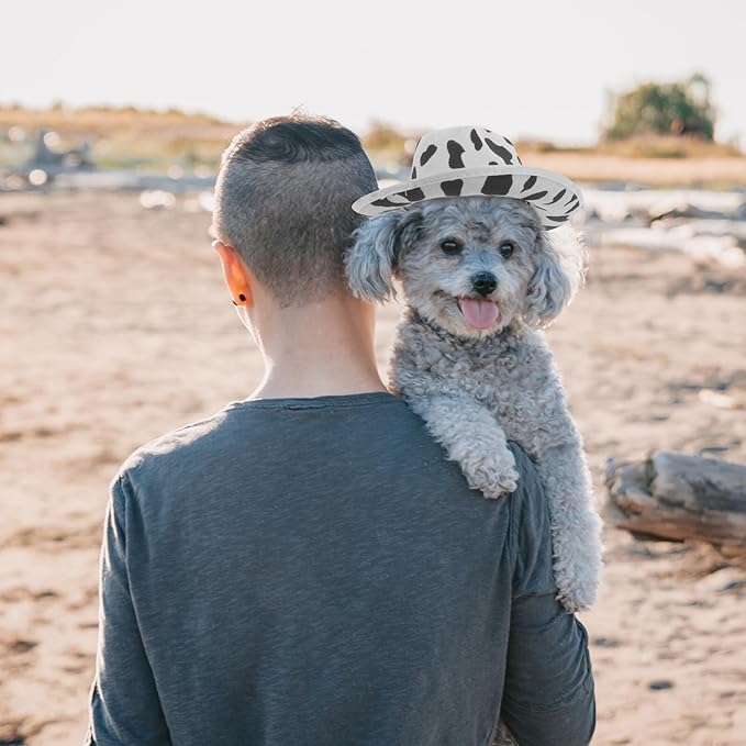 BESPORTBLE Pet Hat Cow-Print Adjustable Sun Hat with Soft Fabric for Dogs and Cats, Festival Costume Accessory for Puppy and Kitten Party Supplies
