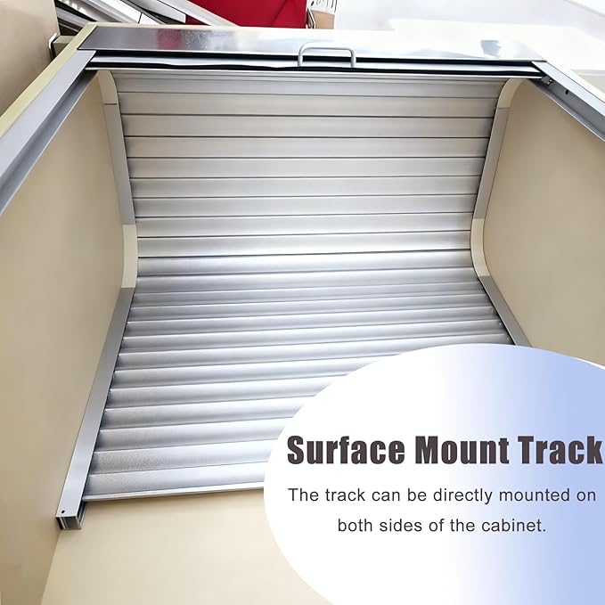 Wide Retractable Roll-Up Tambour Door Kit Set for Cabinets, Ideal Replacement for Pet Supplies & Sauces, Easy Installation, Durable & Space-Saving Solution