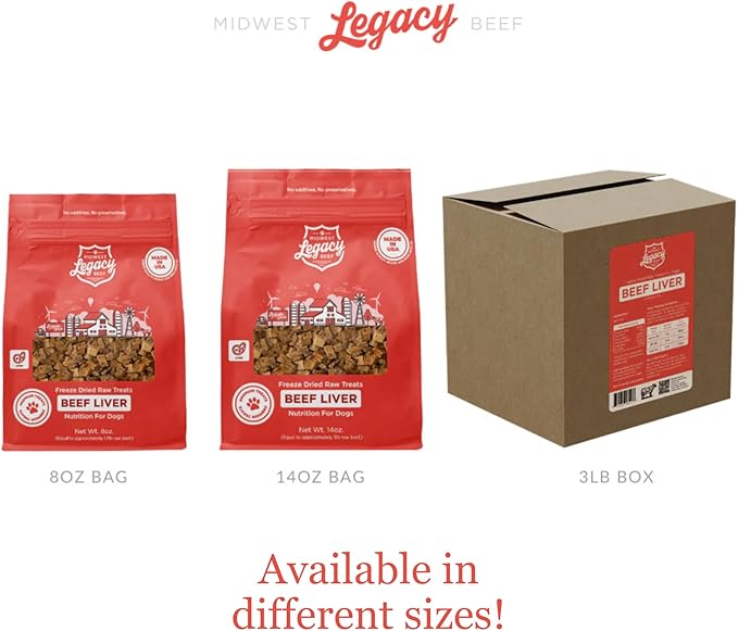 Freeze Dried Beef Liver Dog Treats Raw Single Ingredient | Premium High Protein, Natural and Healthy Nutritious Pet Dog Training Treat Made in The USA, 14 Oz