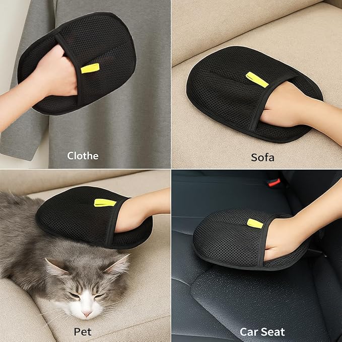 Pet Hair Removal Gloves – Electrostatic Fur Cleaning Tool | Quickly Remove Hair from Furniture, Carpets, Car Seats and Clothes – Gentle, Washable and Reusable(2 Pcs)