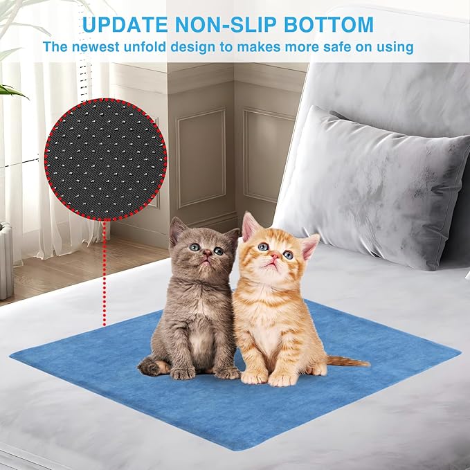 Outdoor Pet Heating Pad for Dogs, Indoor Waterproof Electric Heated Cat Dog Bed for Mat Pad with Chew Resistant Cord 5 Timer and 6 Level Temperature Cat Warming Pad Mat Bed Warmer-23.6x35.4