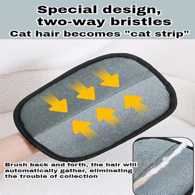 Pet Hair Remover Glove, Double-Sided Electrostatic Pet Hair Removal Gloves, Upgraded Reusable Cat & Dog Grooming Gloves for Clothing/Couch/Furniture/Car Seat Washing, Deshedding (2)