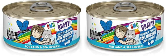 Weruva B.F.F. OMG - Best Feline Friend Oh My Gravy!,Love Munchkin! with Chicken & Pumpkin in Gravy Cat Food,5.5oz Can,(Pack of 16)