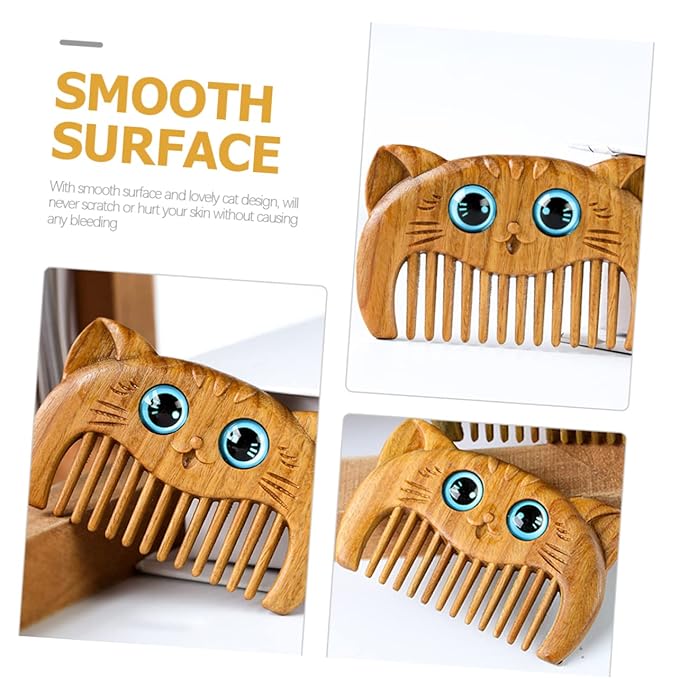 2pcs Elegant Green Sandalwood Comb for Cat Grooming Compact and Portable for Travel